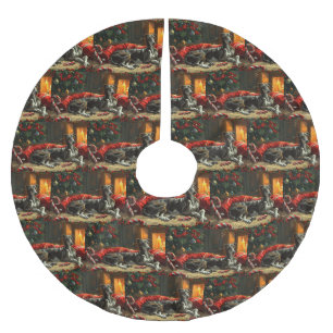 Greyhound Dog Weihnachtsfest Polyester Weihnachtsbaumdecke