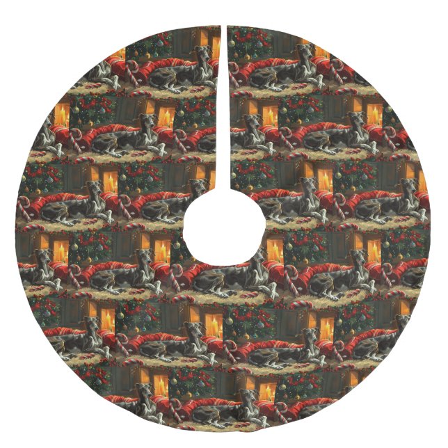 Greyhound Dog Weihnachtsfest Polyester Weihnachtsbaumdecke (Vorderseite)