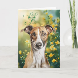 Greyhound Dog with Tiny Yellow Flowers Dankeskarte