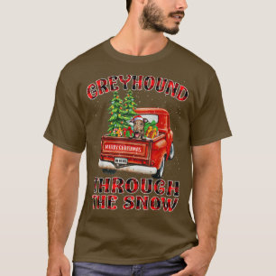 Greyhound durch den Schnee Weihnachtswagen Kariert T-Shirt
