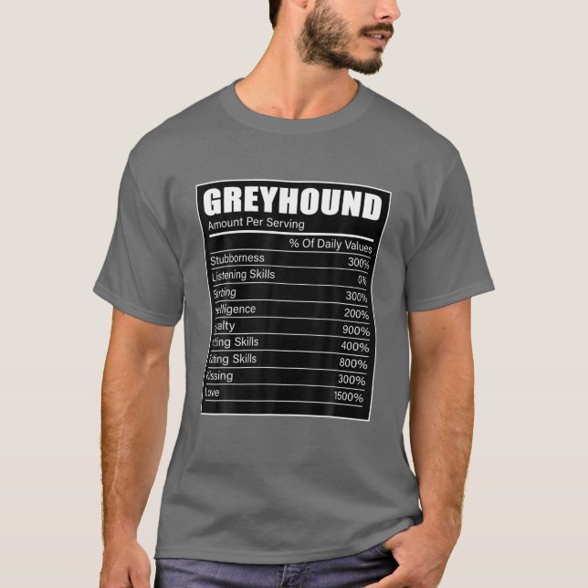 Greyhound Ewner Puppy Dog Lover Greyhound Fakten T-Shirt (Vorderseite)