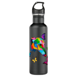Greyhound farbenfrohe Grauschmetterlinge Edelstahlflasche