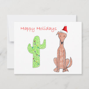 Greyhound Fawn Cactus Christmas Feiertagskarte