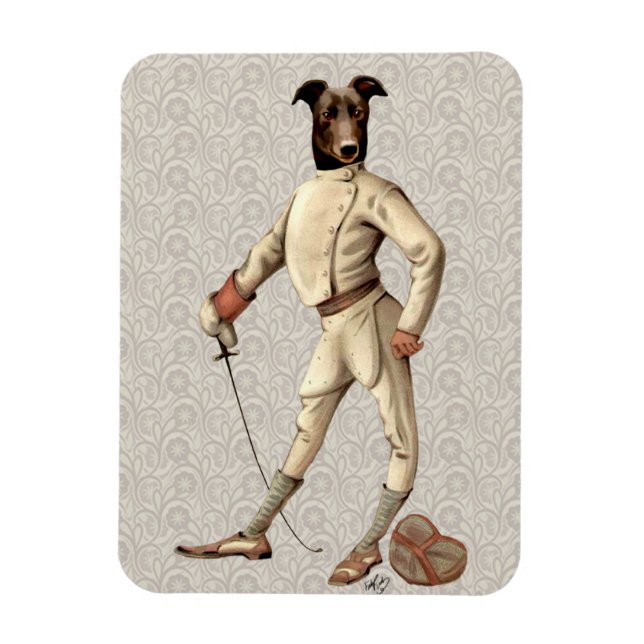 Greyhound Fencer bei Creme Vollversion 2 Magnet (Vertikal)