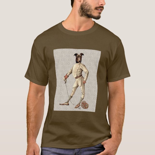 Greyhound Fencer bei Creme Vollversion 2 T-Shirt (Vorderseite)