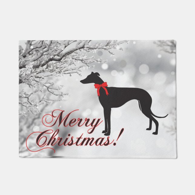 Greyhound Frohe Weihnachten Fußmatte (Vorderseite)