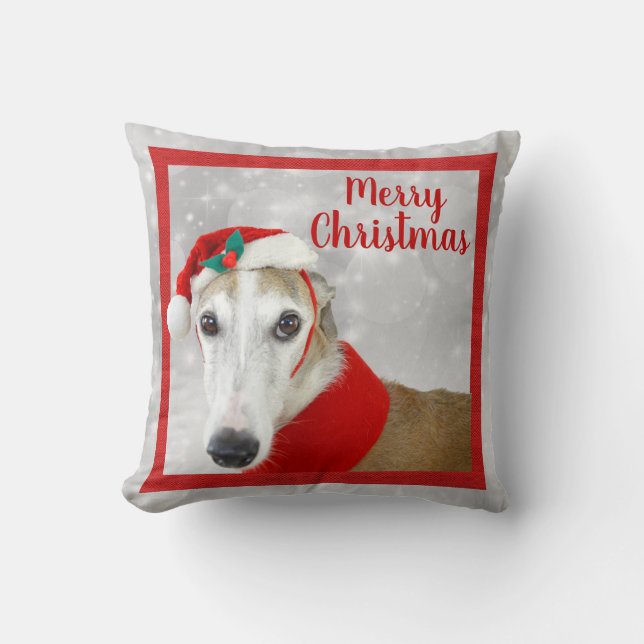 Greyhound Frohe Weihnachten Kissen (Vorderseite)