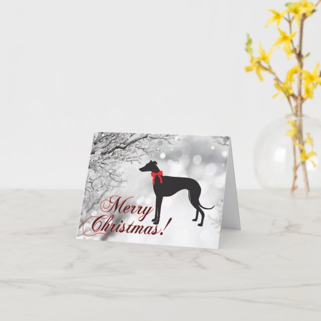 Greyhound Frohe Weihnachtskarte Karte (Gelbe Blume)