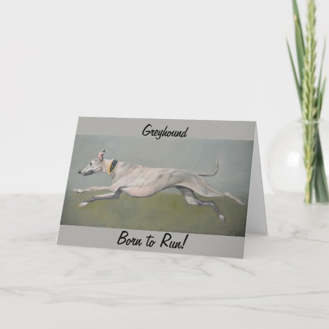 Greyhound Geboren, Dog Art Grußkarte auszuführen Karte (Vorderseite)