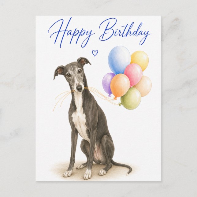 Greyhound Geburtstag Postkarte (Vorderseite)