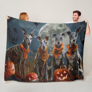 Greyhound Halloween Spooky Fleecedecke