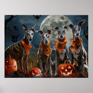Greyhound Halloween Spooky Poster