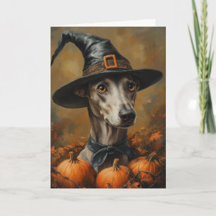 Greyhound Hexe Halloween Feiertagskarte