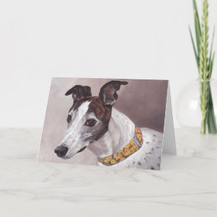 Greyhound Hund Art Grußkarte für Brindle & White Karte
