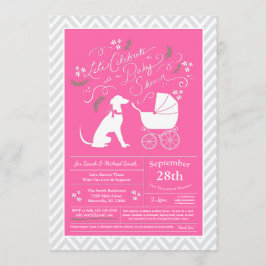 Greyhound Hund Baby Dusche Pink Einladung