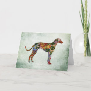 Greyhound Hund floral auf grün Karte