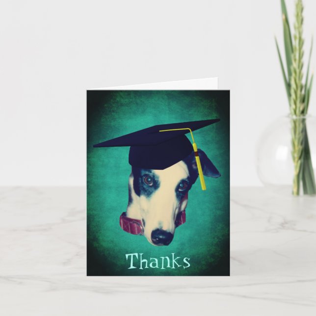 Greyhound Hund in Graduation Cap Danke Karte (Vorderseite)