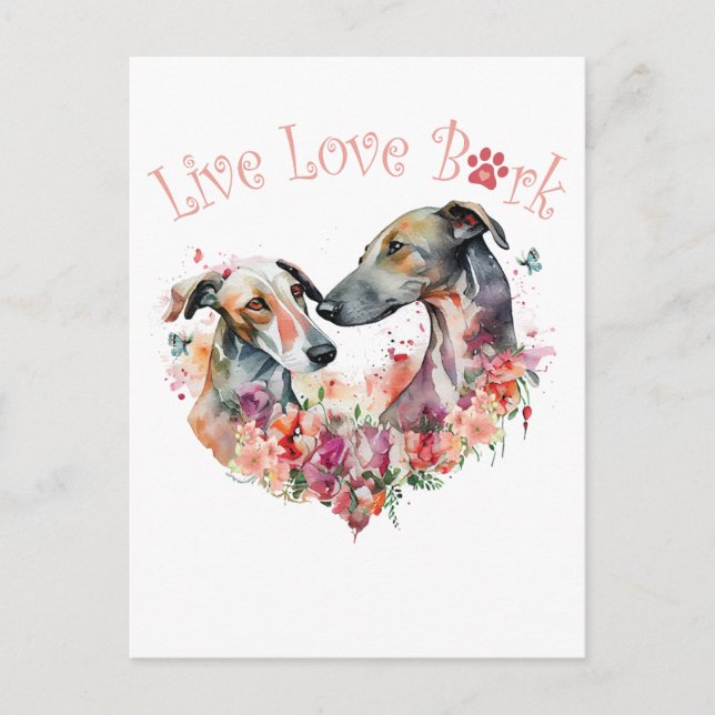 Greyhound Hund Mama Floral Postkarte (Vorderseite)