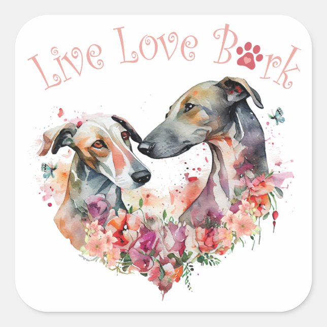Greyhound Hund Mama Floral Quadratischer Aufkleber (Vorderseite)