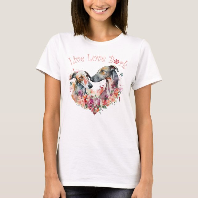Greyhound Hund Mama Floral T-Shirt (Vorderseite)