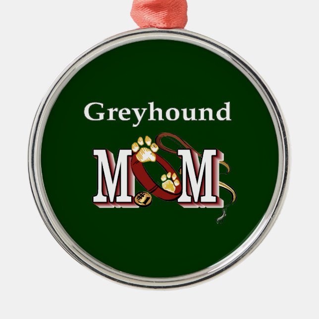 Greyhound Hund Mama Geschenke Silbernes Ornament (Vorne)