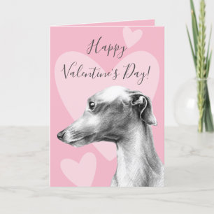 Greyhound-Hund Pink-Valentinstag-Liebe Feiertagskarte