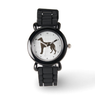 Greyhound Hund Silhouette auf Diamantformen Armbanduhr