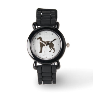 Greyhound Hund Silhouette auf Diamantformen Armbanduhr