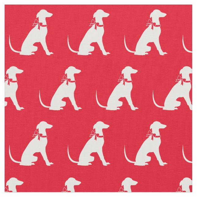 Greyhound Hund Silhouette Rotes Tier Stoff (Nahaufnahme)