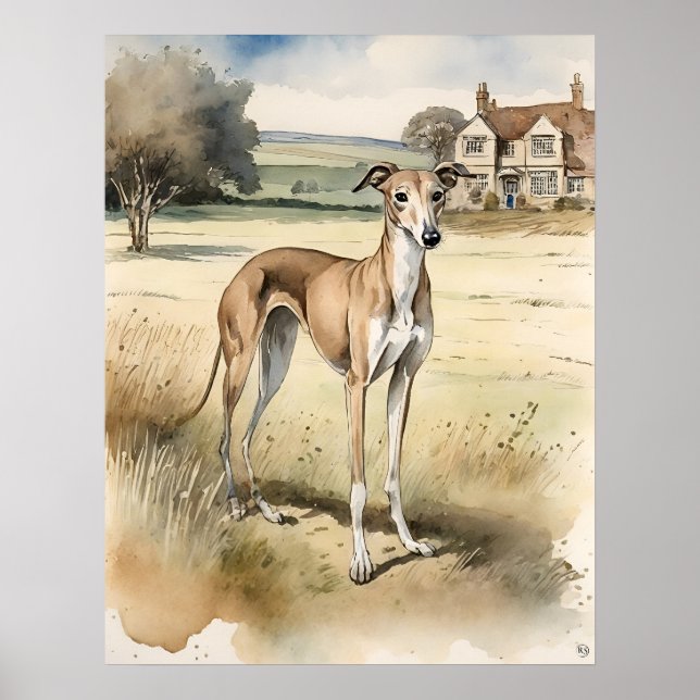 Greyhound - Hundekunst drucken Poster (Vorne)