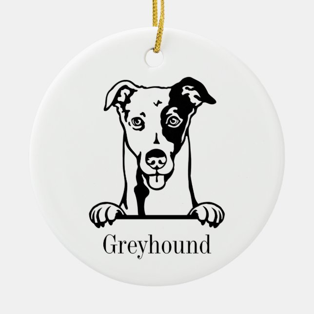 Greyhound Hundeschmuck Keramik Ornament (Vorne)