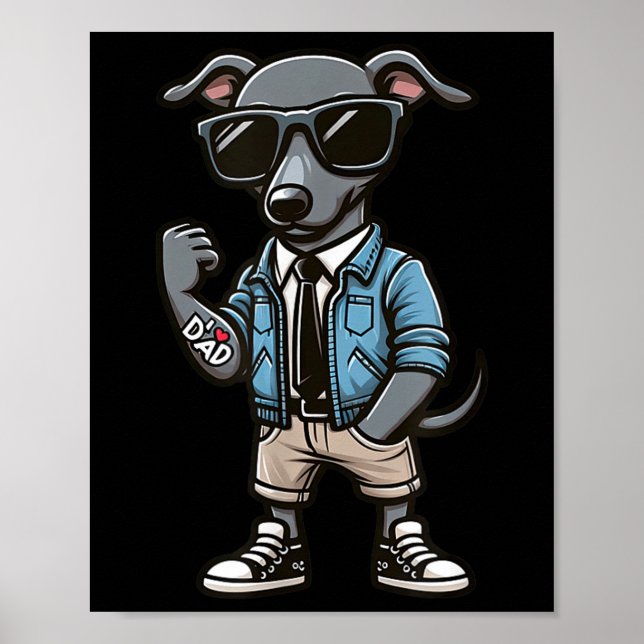 Greyhound I Liebe Vater Funny Dog Tattoo Poster (Vorne)