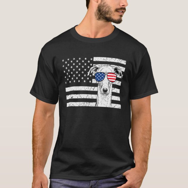 Greyhound Iggy Dog 4th of July US American Flag Pa T-Shirt (Vorderseite)