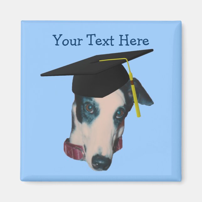 Greyhound in Graduation Cap Funny Dog Magnet (Vorne)