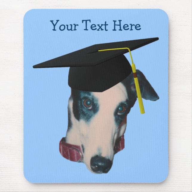Greyhound in Graduation Cap Funny Dog Mousepad (Vorne)