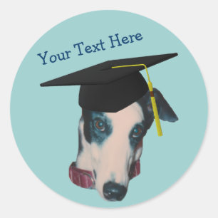 Greyhound in Graduation Cap Funny Dog Sticker