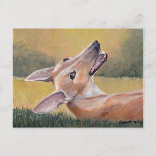 Greyhound in Grass Dog Art Postcard Postkarte