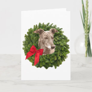 Greyhound in Xmas Wreath Feiertagskarte