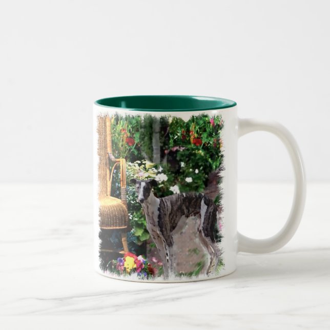 Greyhound Liebhaber Kunst Geschenke Zweifarbige Tasse (Rechts)