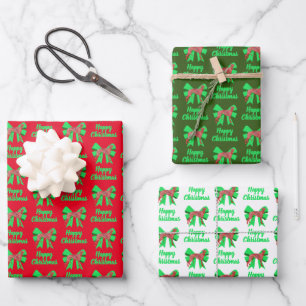 Greyhound Lurcher Christmas Dog & Bow Wrapping Geschenkpapier Set
