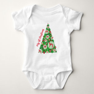 Greyhound / Lurcher Dog Bauble Christmas Tree Red Baby Strampler