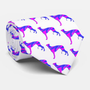 Greyhound Lurcher Dog Pink Silhouette Weiße Neck Krawatte