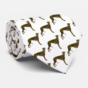Greyhound Lurcher Dog Silhouette Halloween White Krawatte
