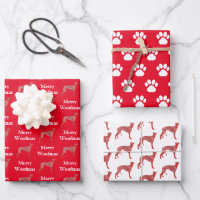 Greyhound Lurcher Dog Silhouette Red Merry Woofmas