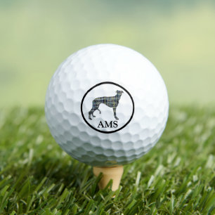 Greyhound/Lurcher Hund Silhouette Yellow&Blue Grid Golfball