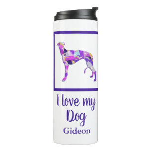 Greyhound Lurcher Niedlich Dog Silhouette Lila PY& Thermosbecher