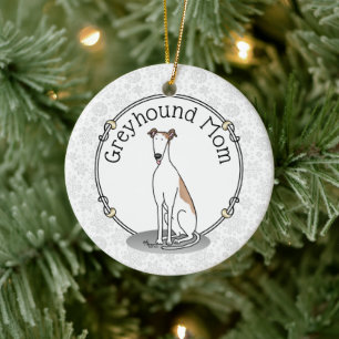 Greyhound-Mama (weiß) Niedlicher Hund Mama Funny Keramik Ornament