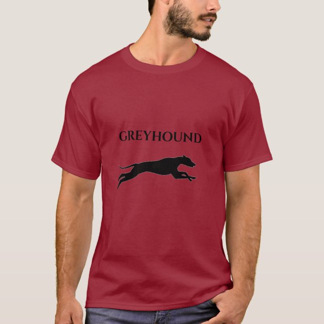 GREYHOUND MENSCHT T - SHIRT. T-Shirt (Vorderseite)