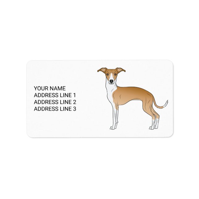 Greyhound mit individuellem Text Adressaufkleber (Vorne)