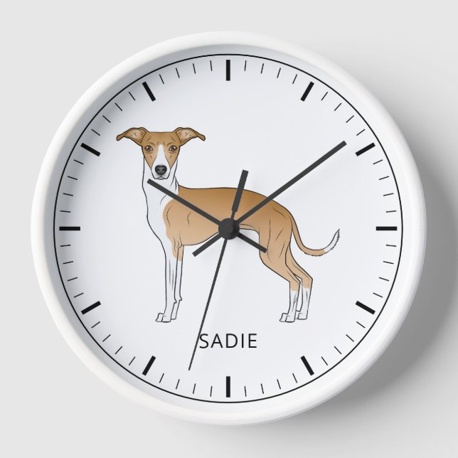Greyhound mit individuellem Text Uhr (Vorderseite)